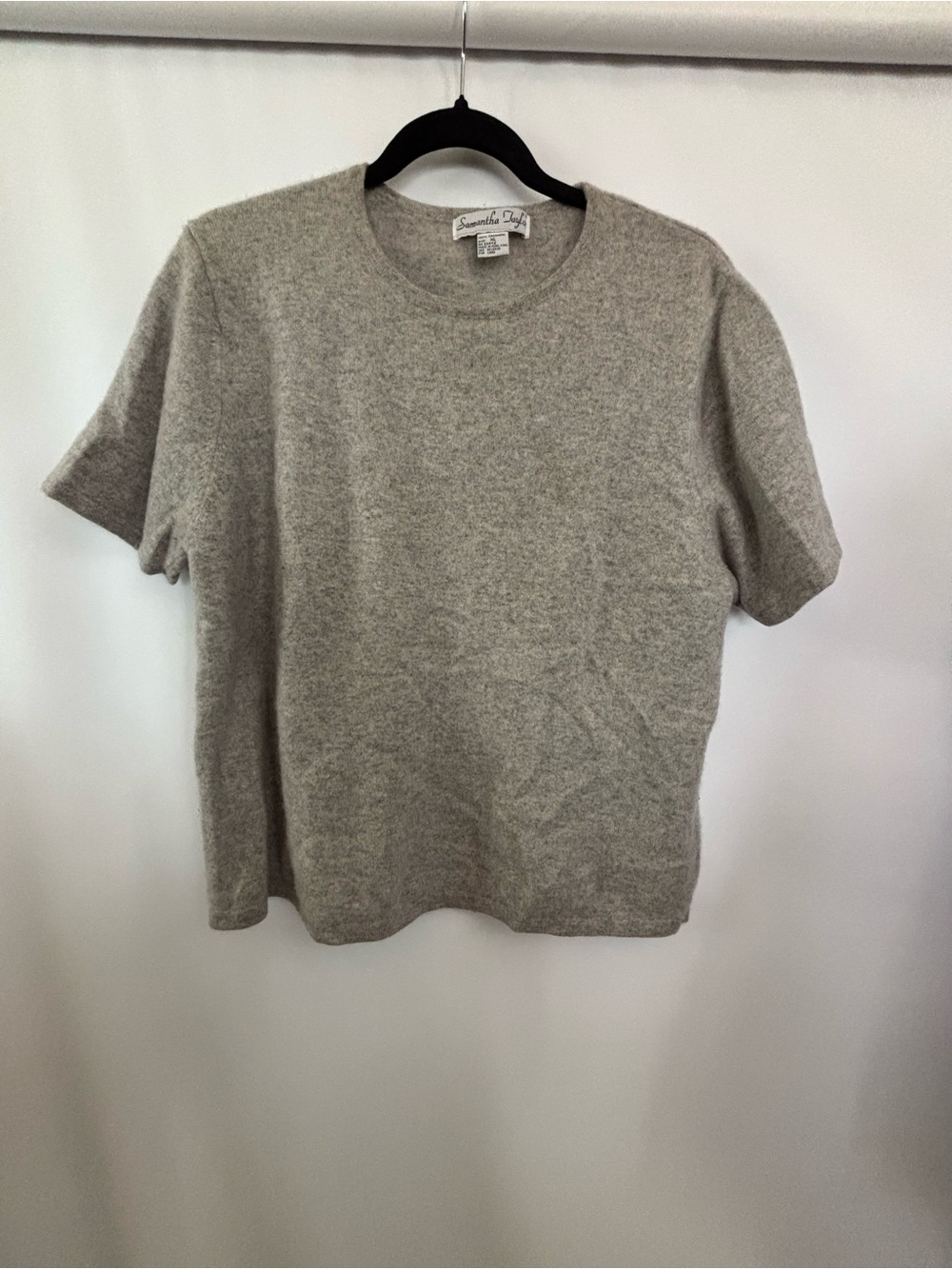 Samantha Taylor Cashmere Short Sleeve Sweater Gray Size XL